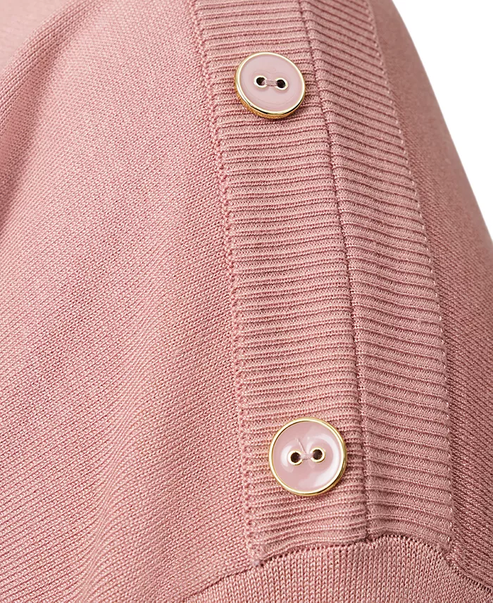 Plus Size Button-Trim Drop-Shoulder Sweater - thumbnail 4