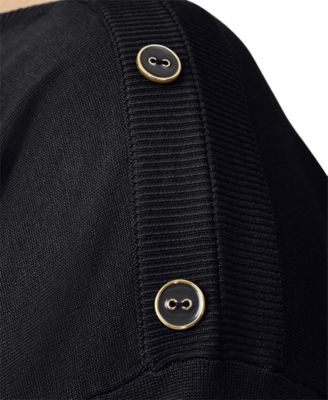 Plus Size Button-Trim Drop-Shoulder Sweater