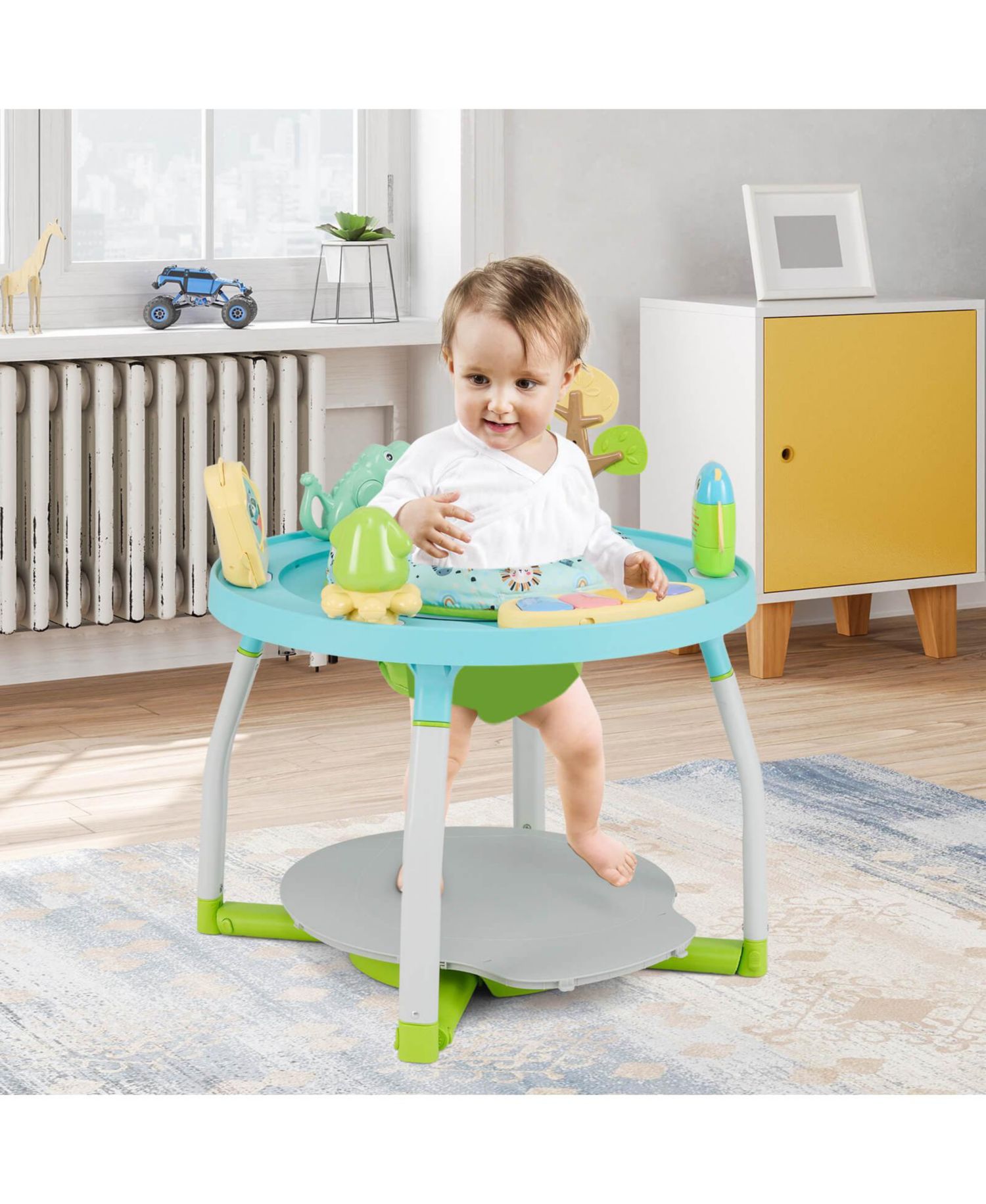 5-in-1 Baby Activity Center with Rotating Seat Removable Toys Lights