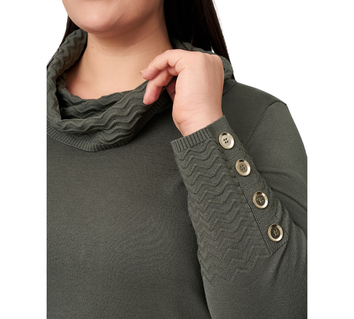 Melissa Paige Plus Ribbed-Hem Cowl-Neck Sweater