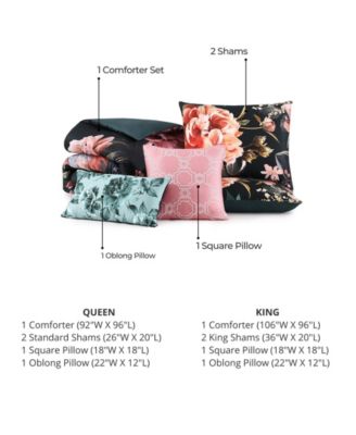 Botanical Birds Bedding 220 Thread Count 100% Cotton Sateen 5 Piece Queen Size Reversible Comforter Set