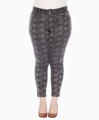 Plus Size Faux Suede Snake Print Pants