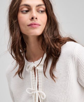 Women's Short-Sleeve Tie-Front Cardigan, Exclusively at Macy's