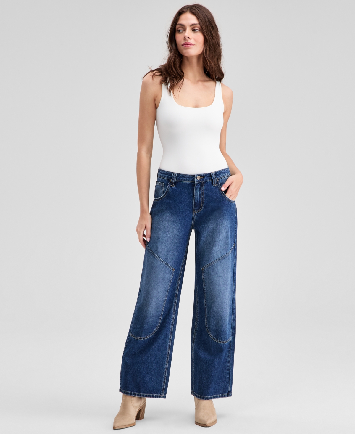 And Now This Women's Seamed Straight-leg Jeans, Exclusively At Macy's In Blue