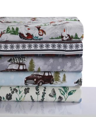 Holiday Printed Cotton Flannel Extra Deep 4-Pc. Sheet Set, Queen