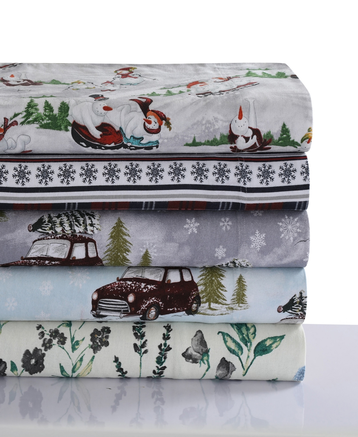 Tribeca Living Holiday Printed Cotton Flannel Extra Deep 4-pc. Sheet Set, Queen In Red