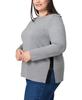 Plus Size Side-Button Tunic Sweater