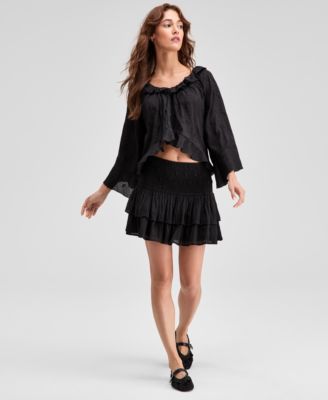And Now This - Women's Smock-Waist Tiered Skirt