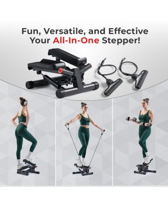 Smart Twist Stepper with Resistance Bands, Free SunnyFit App via Bluetooth, 300 LB Weight Capacity