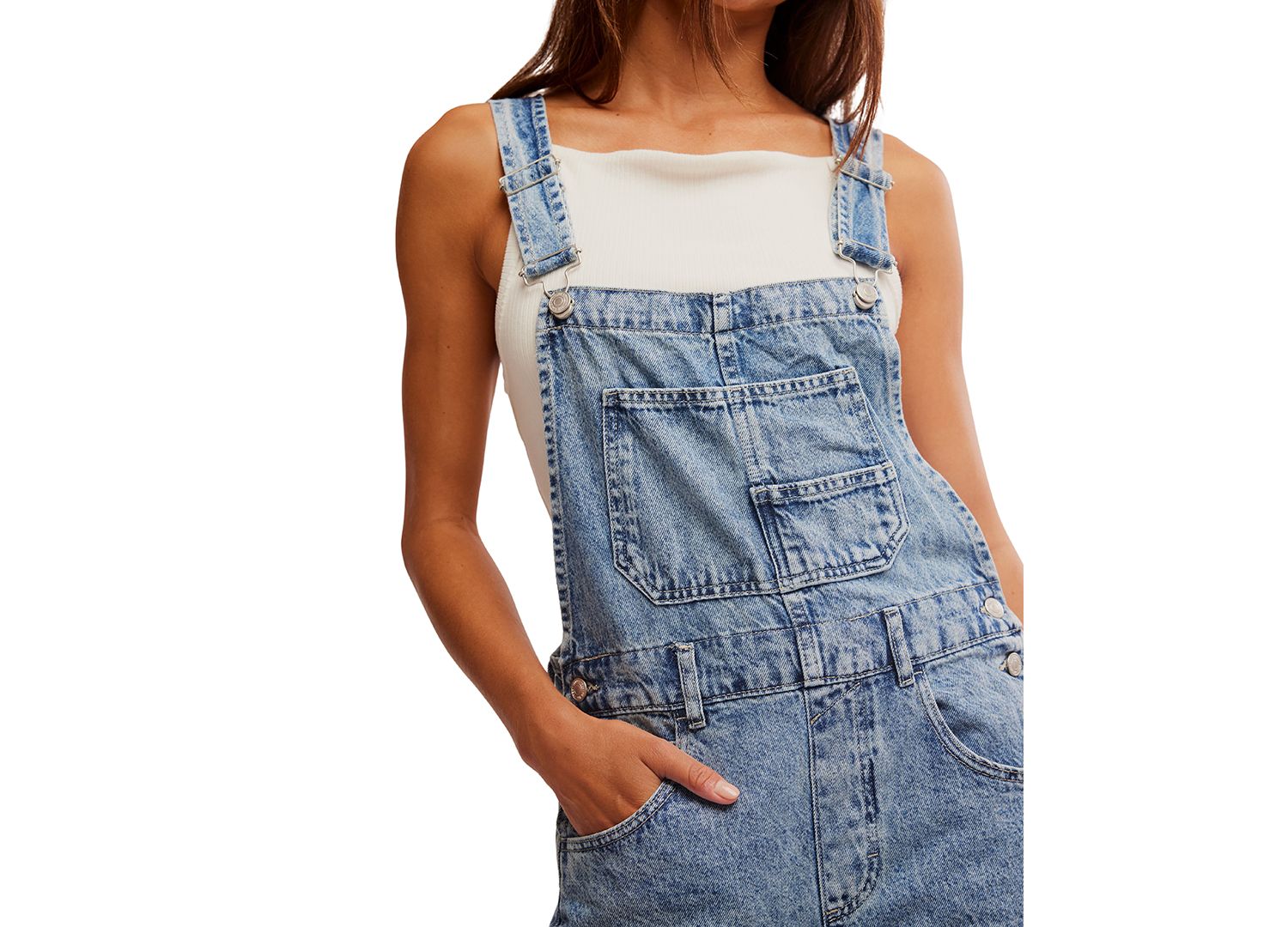 We The Free Ziggy Cotton Denim Overalls