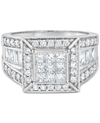 Diamond Square Halo Cluster Engagement Ring (1-1/2 ct. t.w.) in 14k White Gold