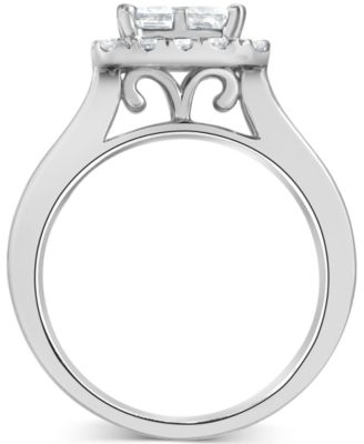 Diamond Princess Quad Cluster Halo Bridal Set (2-1/4 ct. t.w.) in 14k White Gold