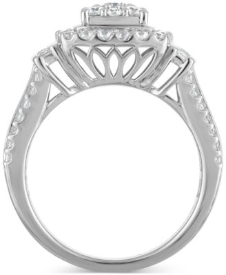Diamond Square Shaped Halo Cluster Engagement Ring (1-1/2 ct. t.w.) in 14k White Gold