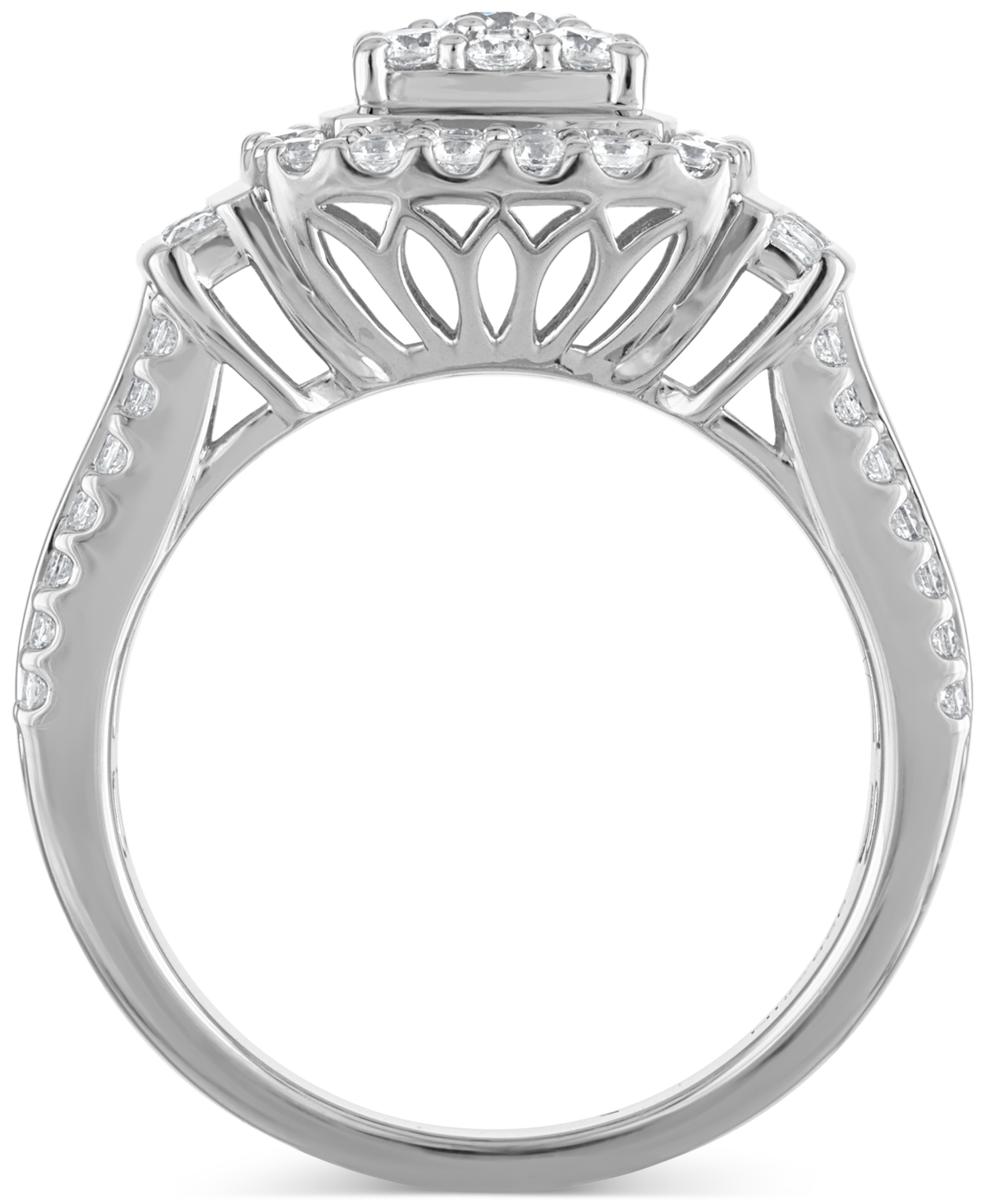 Macy's Diamond Square Shaped Halo Cluster Engagement Ring (1-1/2 Ct. T.w.) In 14k White Gold In Gold