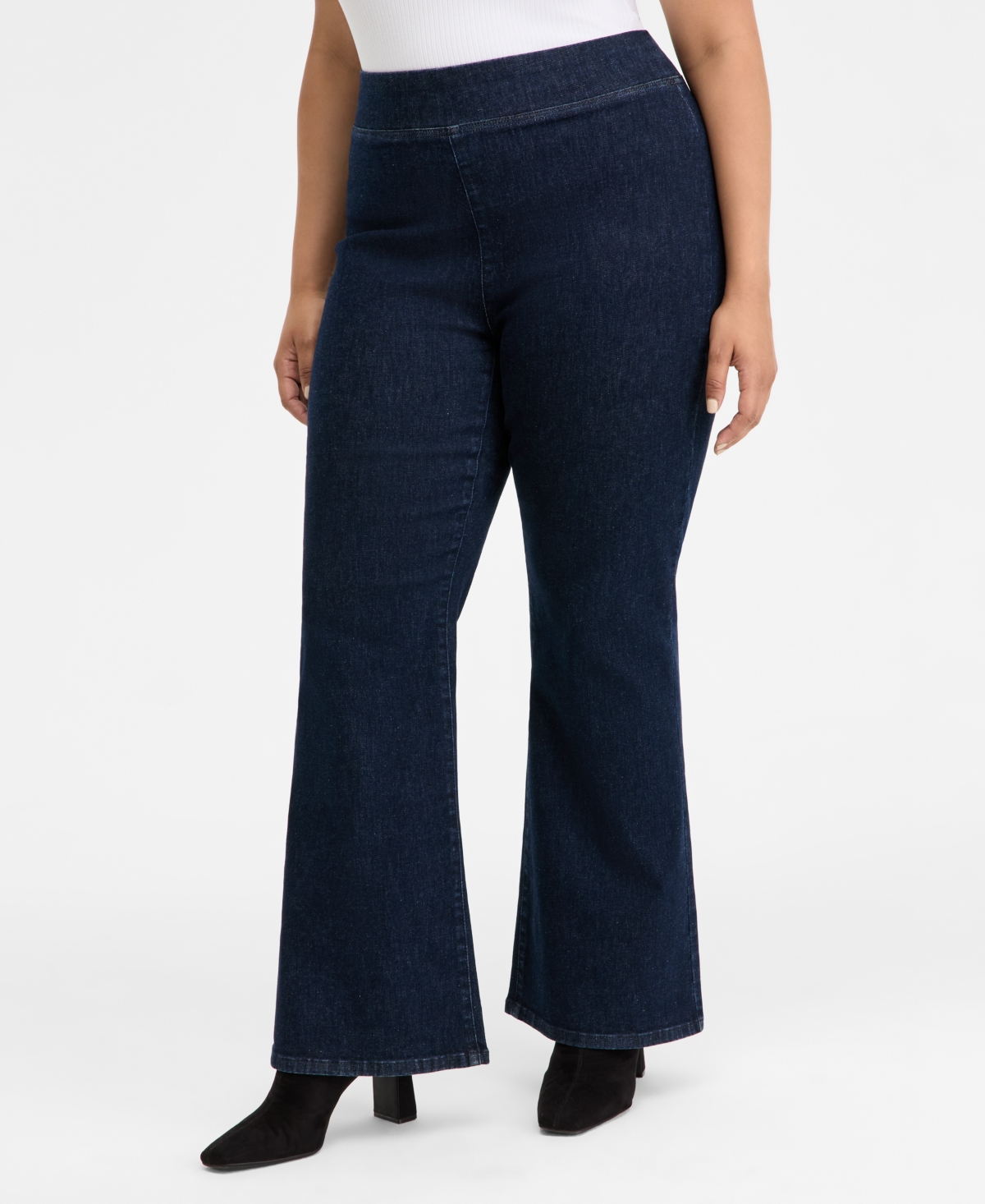 Inc International Concepts Plus Size High-rise Pull-on Flared Jeans, Macy's Exclusive In Blue