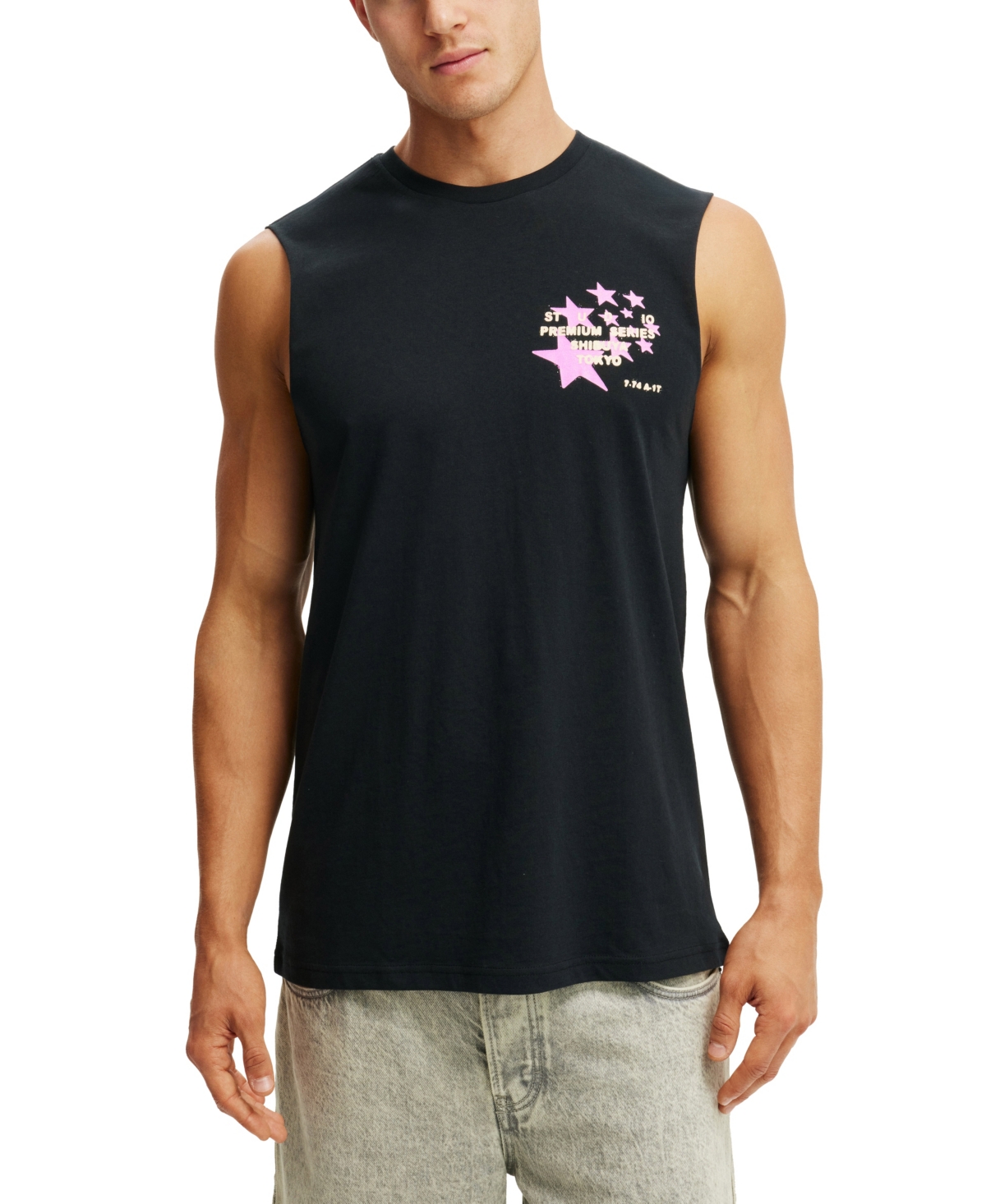 Men's Graphic Muscle Tank Top - Black, Shibuya series