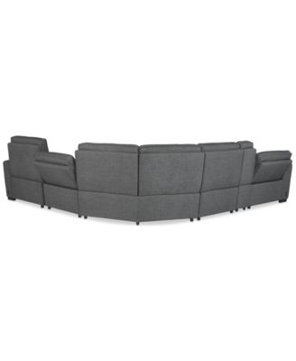 Miren 6-Pc. Fabric Sectional with 3 Power Headrest Recliners with Console, Exclusively at Macy's