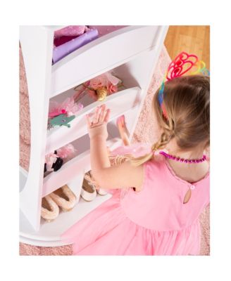 Rotating Dress Up Storage Center - White: Wooden Wardrobe, Pretend Play Costume and Kids' Clothing Organizer with Mirrors