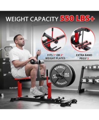 Adjustable Seated Calf Raise Machine - Home Gym Leg Trainer with Band Pegs & Weight Plate Loading  Red)
