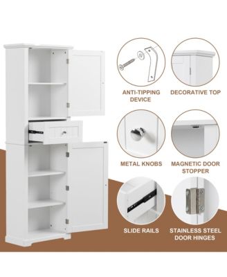 67.3"H Tall Bathroom Cabinet with Drawer, Adjustable Shelf, Painted MDF