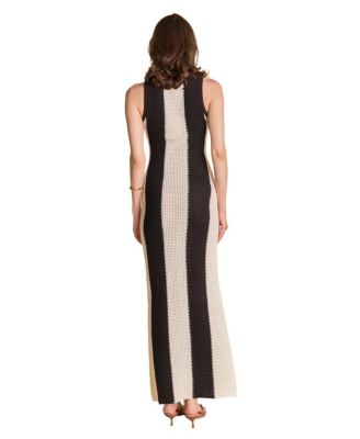 Women's Vertical Stripe Fitted Maxi Dress