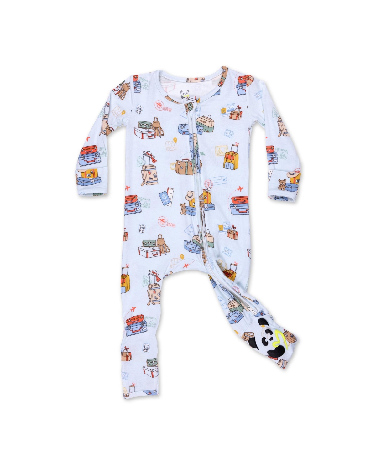 Bellabu Bear Babies' Unisex Vintage Suitcases Convertible Footie In Blue