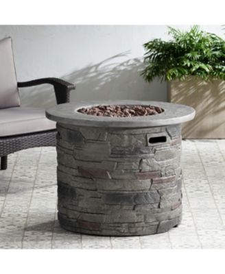 Outdoor 32" Round MgO Propane Fire Pit, Grey Top - 40,000 BTU