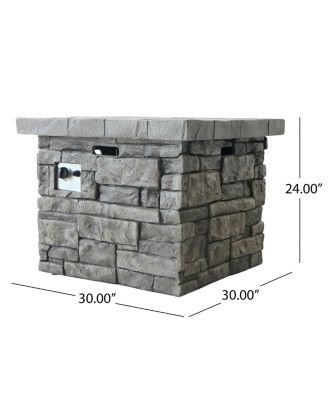 30" Outdoor Square MgO Propane Fire Pit - 40,000 BTU, Grey