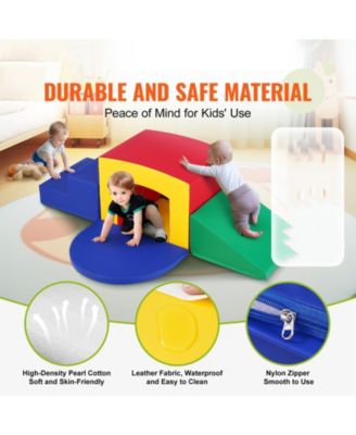 Kids 5 Piece Indoor Foam Climbing Toys Set with Tunnel Stairs and Ramp