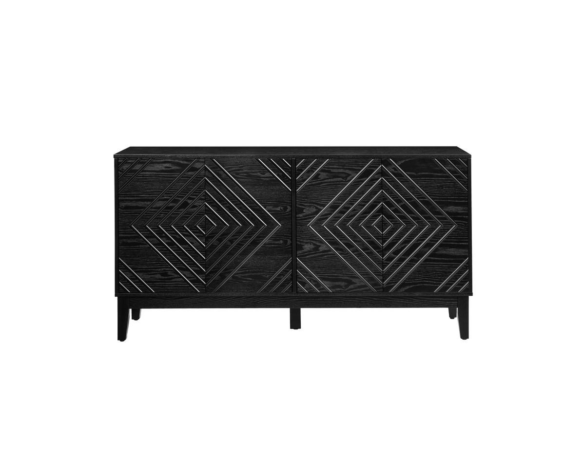 60.5" Cabinet with Storage with Adjustable Shelves - Black