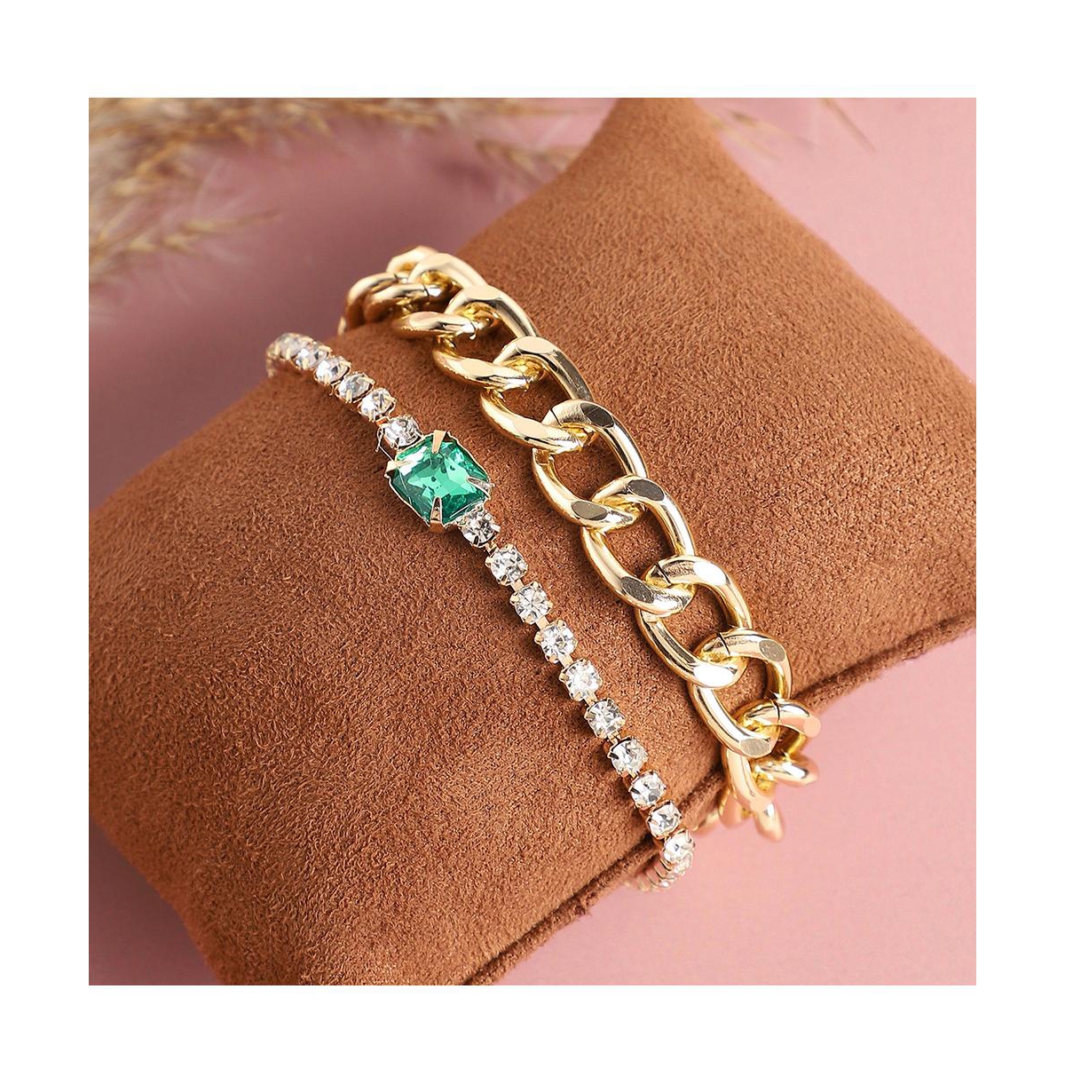 Sohi Women's Beige Bling Chainlink Multi-layered Bracelet In Gold