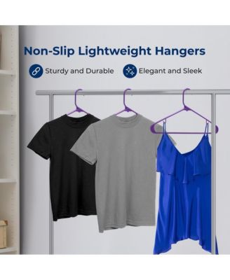 10 Pcs. Plastic Hangers - Non-Slip, Sturdy, and Heavy Duty Coat Set with 360° Swivel Hook for Clothes