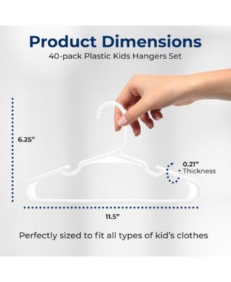 40 Pcs. Non-Slip Plastic Kids Hangers - Durable and Space-Saving Closet Organizers for Infants, Toddlers, and Kids' Clothing (White