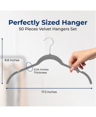 Velvet Shirt Hanger Set with 50 Non-Slip Heavy-Duty Space-Saving Coat Hangers and 360&amp;#xB0; Swivel Hooks for Clothes