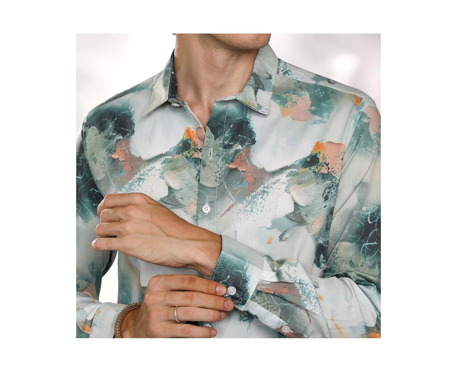 Men's Jungle Green Faded Bloom Shirt