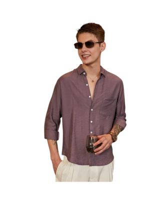 Men's Grape Purple Breezy Wrinked Relaxed Shirt