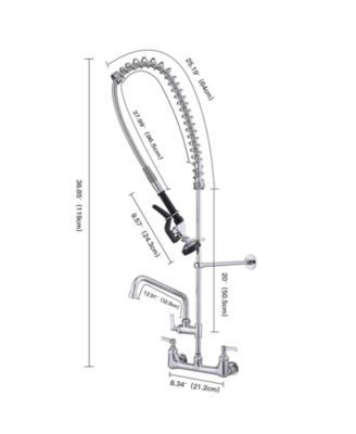Commercial Restaurant Pull Down 2-Handle Wall Mount Pre-Rinse Spray Utility Kitchen Faucet in Polished Chrome