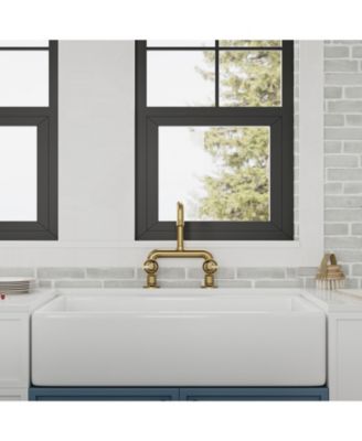 2-Handle 2 Holes Deck Mount Modern Kitchen Faucet With 360 ° Swivel Spout