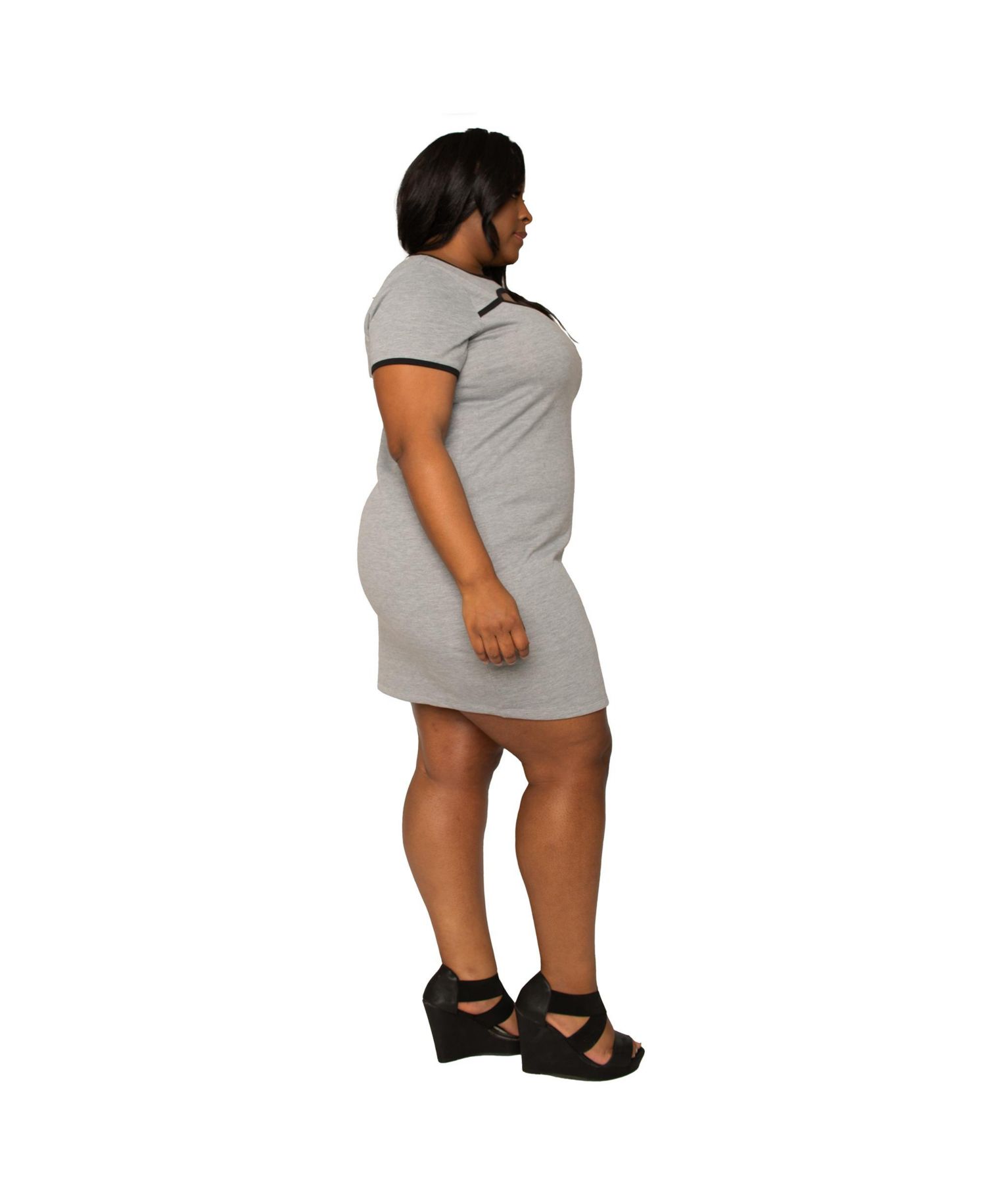 Plus Size Front Cutout Neck Athleisure Mini Dress