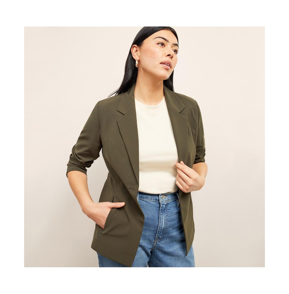 Women's Moreland Travel Blazer - OrigamiTech - Olive