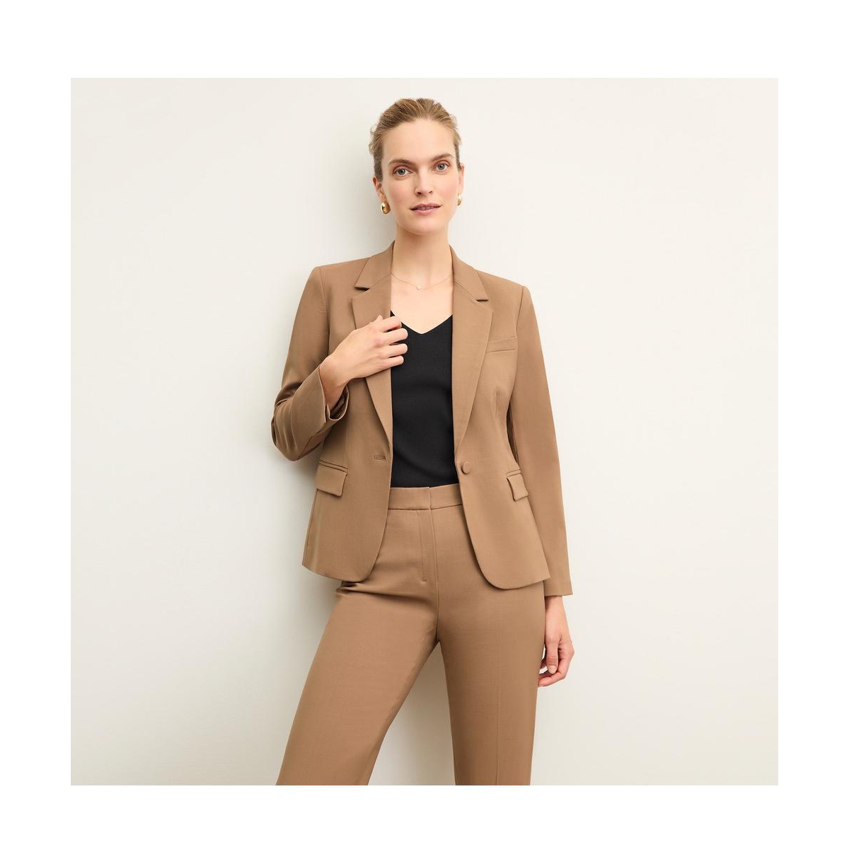 Women's Yasmine Blazer - Wool Twill - Camel