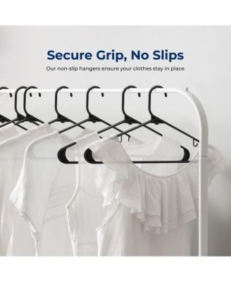 20 Pcs. Plastic Hangers - Non-Slip, Sturdy, and Heavy Duty Coat Set with 360&amp;#xB0; Swivel Hook for Clothes (Black)
