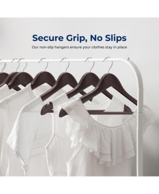 10 Pcs. Wooden Hangers - Non-Slip, Sturdy, and Heavy Duty Suit Hanger Set with Chrome 360&amp;#xB0; Swivel Hook (Brown)