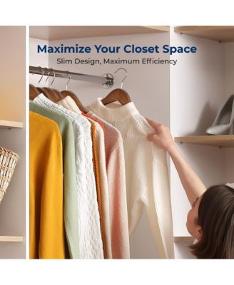 Wooden Suit Hanger Set with 10 Non-Slip Heavy-Duty Hangers and Chrome 360&amp;#xB0; Swivel Hooks