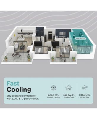 Portable Air Conditioner - 8000 BTU (ASHRAE) Compact Cooling Unit with Window Mount Kit for Home Use (White)