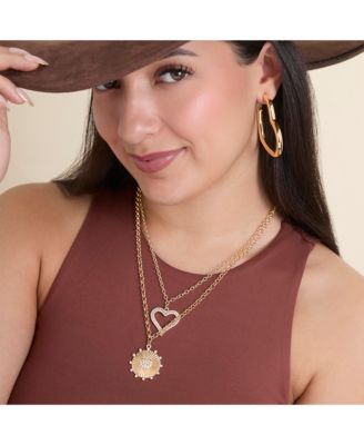 Open Heart Thin Wire Hoop Earrings in Gold