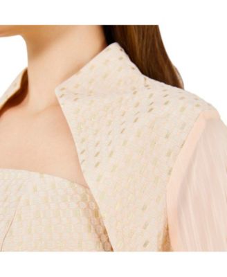 Women's Strapless Column Dress With Detachable Cropped Cape Jacket