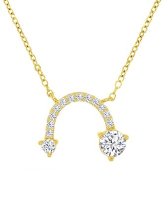 Macy's - Cubic Zirconia Curved Arrow-Inspired Pendant Necklace in 14k Gold-Plated Sterling Silver