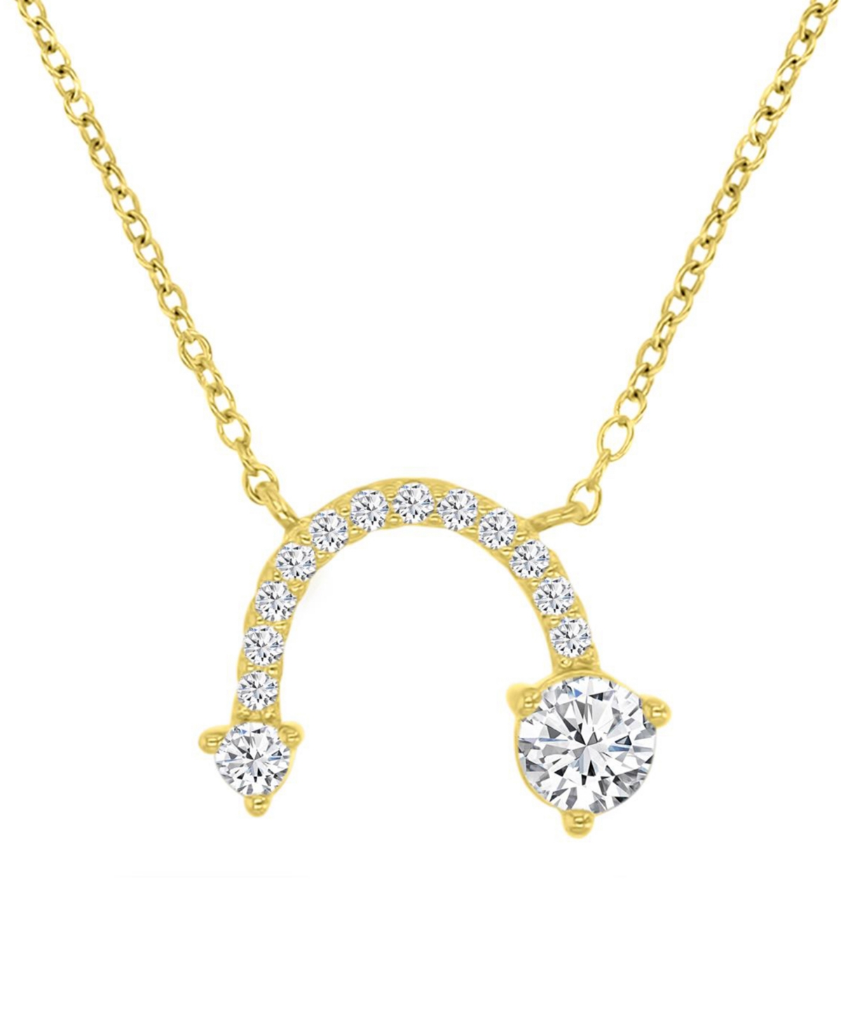 Cubic Zirconia Curved Arrow-Inspired Pendant Necklace in 14k Gold-Plated Sterling Silver (Also Available in Rose Gold & Sterling Silver) - Rose