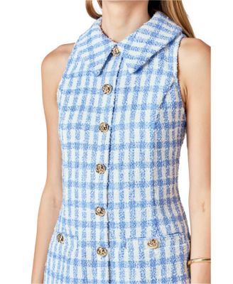 Women's Tweed Halter Check Mini Dress